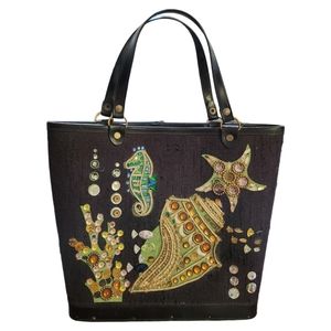 Enid Collins Style Bejeweled Purse Handbag Seashells Vintage 1950s 1960s